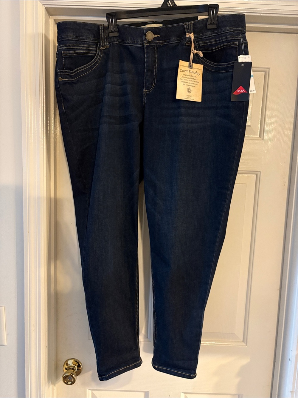 Democracy Ankle Skimmer Dark Denim Jeans AbSolution Slimming Plus Size